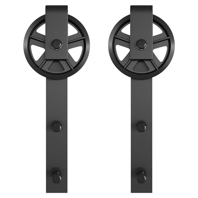 SMARTSTANDARD Sliding Barn Door Hardware Hangers 2pcs (Black) (Big Wheel Hangers) - Image 3